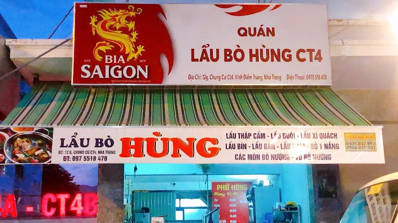 Lẩu bò Hùng Cs:12g Ct4 VĐT,cs2:64 yersin,cs3:77 điện biên phủ