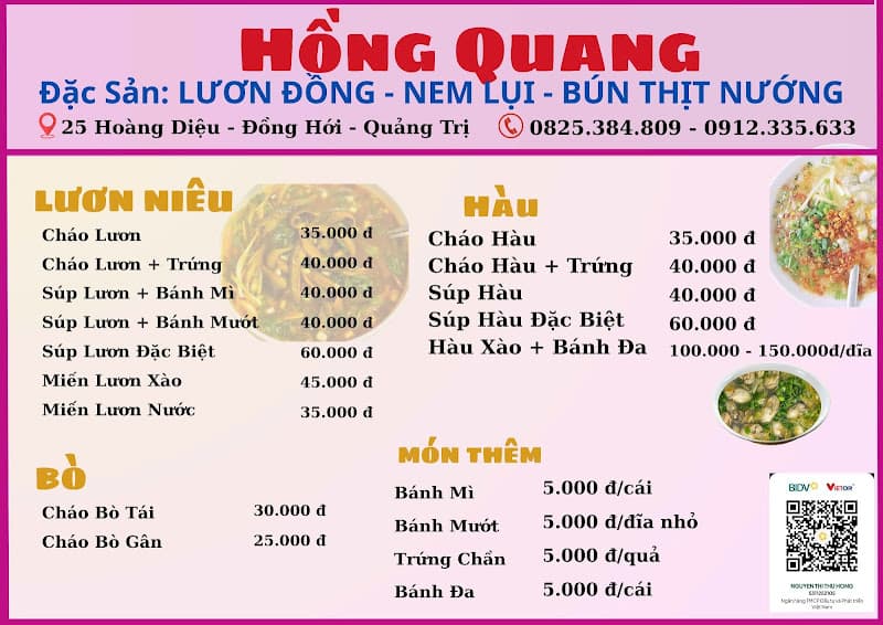 Hình ảnh Quán Cháo Lươn - Lươn niêu- Nem Lụi - Bún Thịt Nướng Hồng Quang + Bánh Bột Lọc 25 Hoàng Diệu ở Quảng Bình - 7