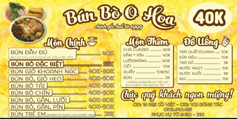 Hình ảnh Bún Bò Huế O Hoa - Số 6 Đại Học Hà Nội - 5