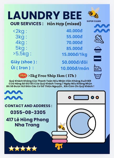Hình ảnh Tiệm Giặt Sấy Laundry Bee | 5kg Free Ship 1km 17h mỗi ngày - 5